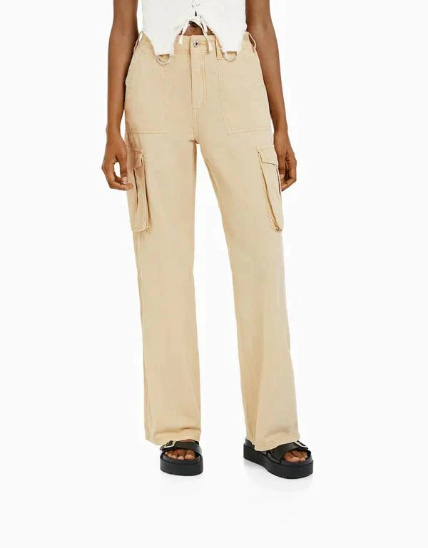 Paula - pantalon cargo coupe droite