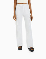 Paula - pantalon cargo coupe droite
