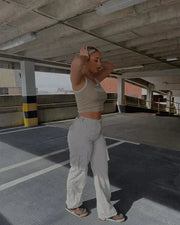 Paula - pantalon cargo coupe droite