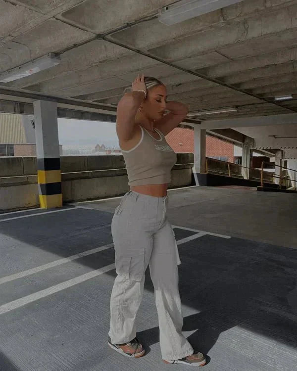 Paula - pantalon cargo coupe droite