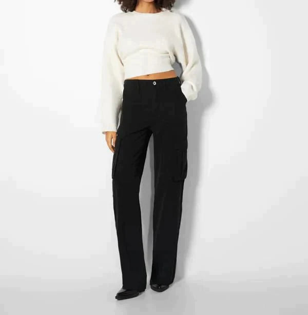 Paula - pantalon cargo coupe droite