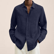 ENZO - Chemise à revers pour homme en coton et lin