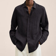 ENZO - Chemise à revers pour homme en coton et lin
