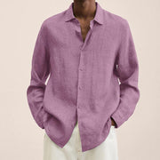 ENZO - Chemise à revers pour homme en coton et lin