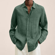ENZO - Chemise à revers pour homme en coton et lin