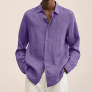 ENZO - Chemise à revers pour homme en coton et lin