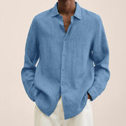 ENZO - Chemise à revers pour homme en coton et lin
