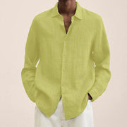 ENZO - Chemise à revers pour homme en coton et lin